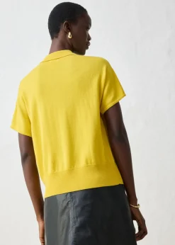 Mujer bonprix bonprix Jersey de punto fino con contenido de seda y cuello tipo polo