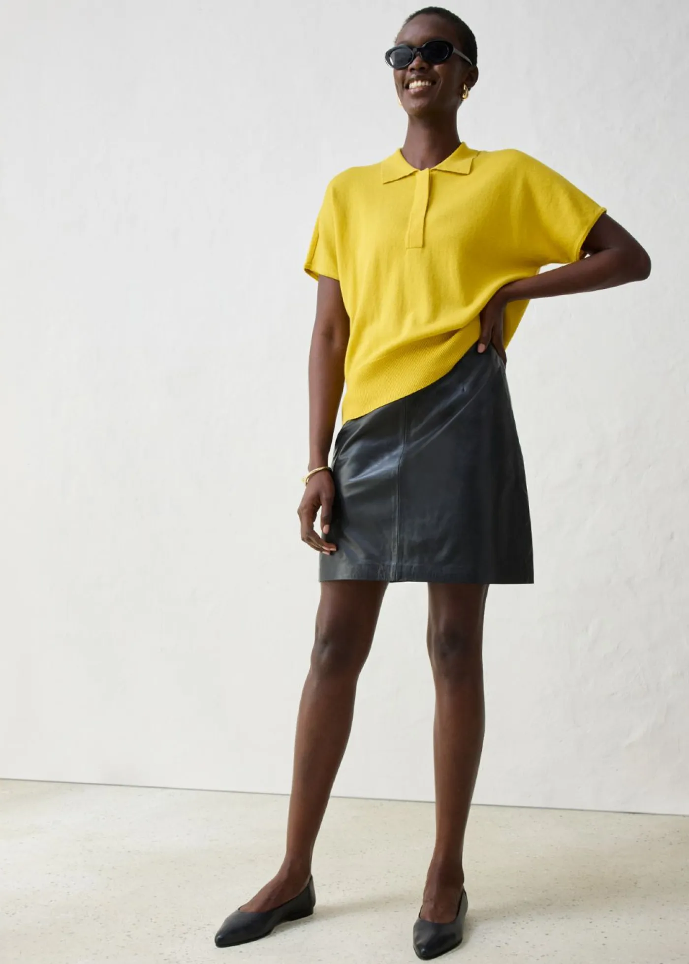 Mujer bonprix bonprix Jersey de punto fino con contenido de seda y cuello tipo polo