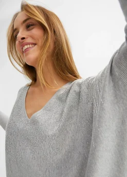 Mujer bonprix bonprix Jersey de punto fino con aplicación de piedras brillantes