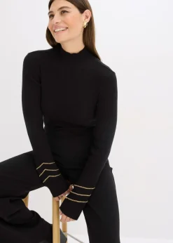 Mujer bonprix bonprix Jersey de punto fino con cadenas doradas