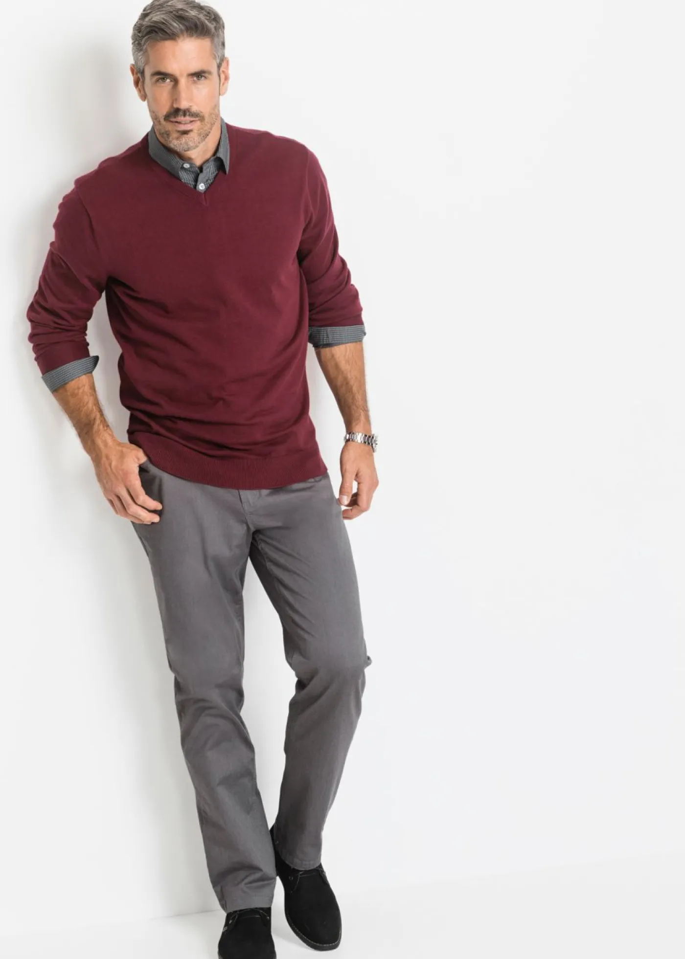 Hombre bonprix bonprix Jersey de punto fino de mezcla de algodón suave