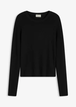 bonprix bonprix Jerséis|Ropa De Punto>Jersey de punto fino de mezcla de viscosa suave Negro