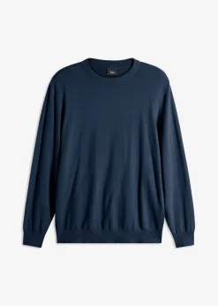 bonprix bonprix Básicos En Rebajas|Jerséis Y Cárdigans>Jersey de punto fino de suave mezcla de algodón Azul marino