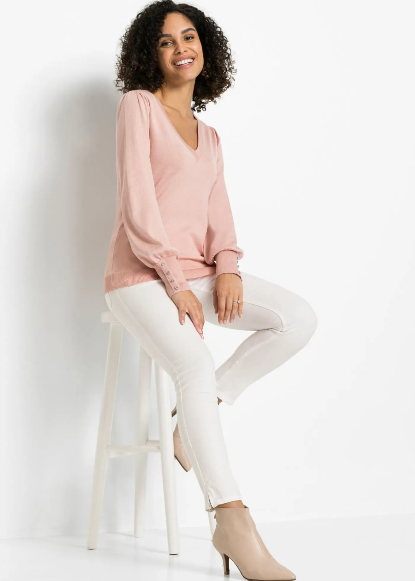bonprix bonprix Jerséis|Ropa De Punto>Jersey de punto fino en mezcla de viscosa rosa viejo