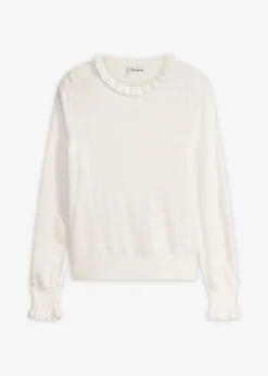 bonprix bonprix Jerséis|Ropa De Punto>Jersey de punto fino en mezcla de viscosa Blanco lana