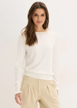 bonprix bonprix Jerséis|Ropa De Punto>Jersey de punto fino en mezcla de viscosa Blanco lana