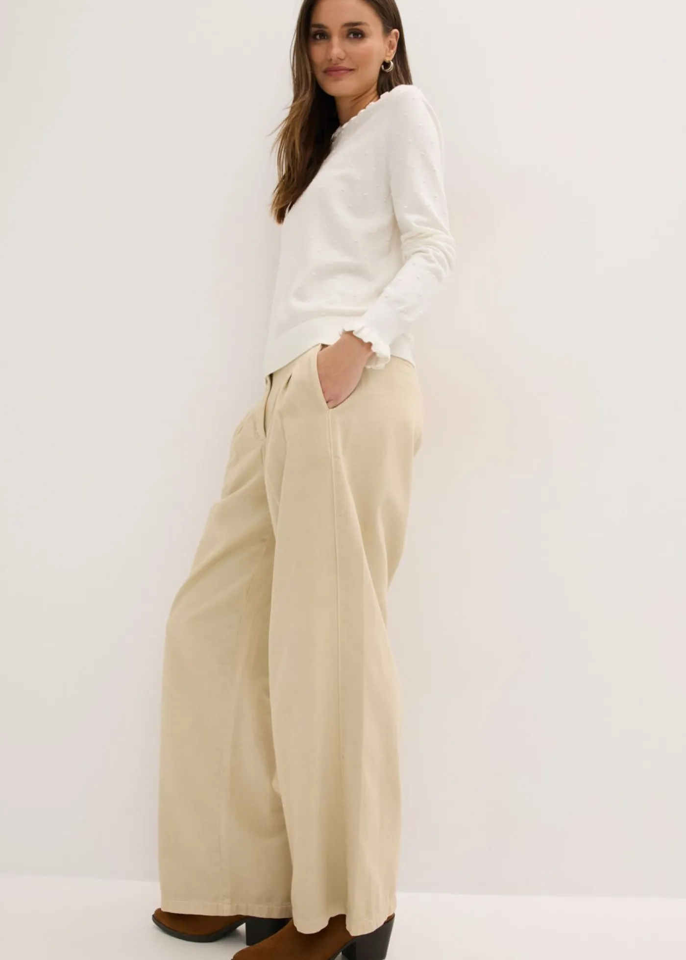 bonprix bonprix Jerséis|Ropa De Punto>Jersey de punto fino en mezcla de viscosa Blanco lana