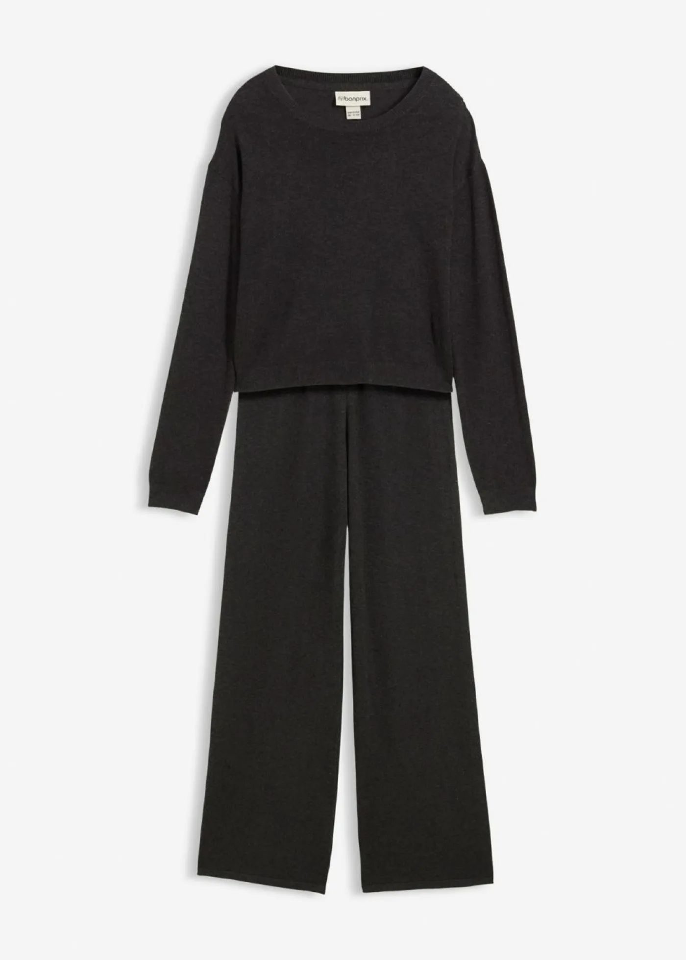 bonprix bonprix Ropa 9 A 16 Años·Pantalones Y Leggings|Ropa 9 A 16 Años·Sudaderas Y Jerséis>Jersey de punto fino y pantalón de punto de suave mezcla de viscosa (2 piezas) Antracita jaspeado