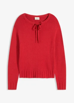 bonprix bonprix Jerséis|Ropa De Punto>Jersey de punto grueso con cordón rojo cayena