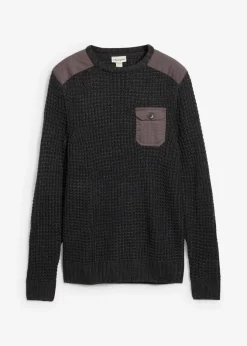 Hombre bonprix bonprix Jersey de punto grueso con bolsillo de solapa