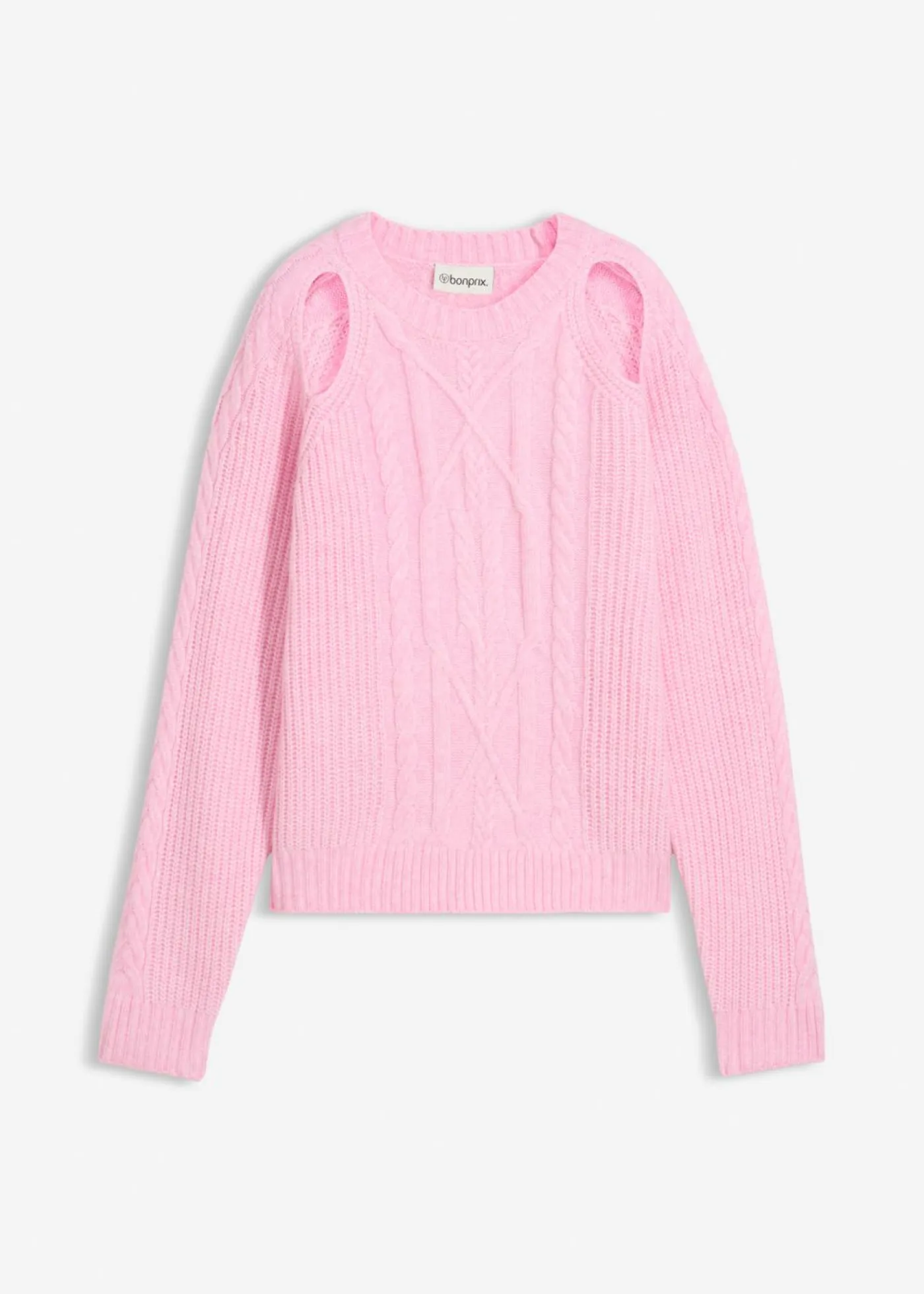 bonprix bonprix Jerséis|Ropa De Punto>Jersey de punto grueso con patrón trenzado Rosa