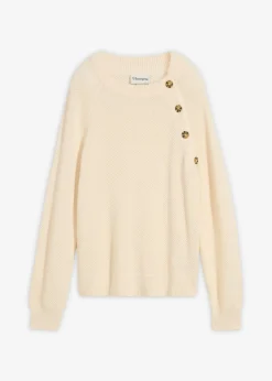 bonprix bonprix Jerséis|Ropa De Punto>Jersey de punto grueso con botonera blanco perla