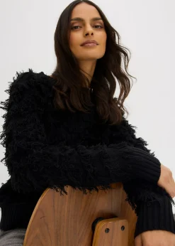 Mujer bonprix bonprix Jersey de punto grueso con flecos