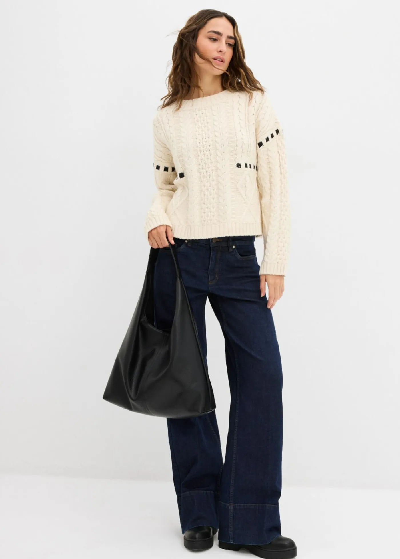 Mujer bonprix bonprix Jersey de punto grueso con patrón trenzado