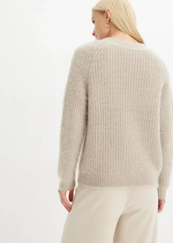 Mujer bonprix bonprix Jersey de punto grueso de canalé con efecto brillante