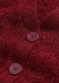 bonprix bonprix Jerséis|Ropa De Punto>Jersey de punto grueso de canalé con efecto brillante Rojo rubí