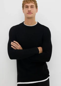 Hombre bonprix bonprix Jersey estructurado con aspecto 2 en 1, confeccionado en mezcla de algodón