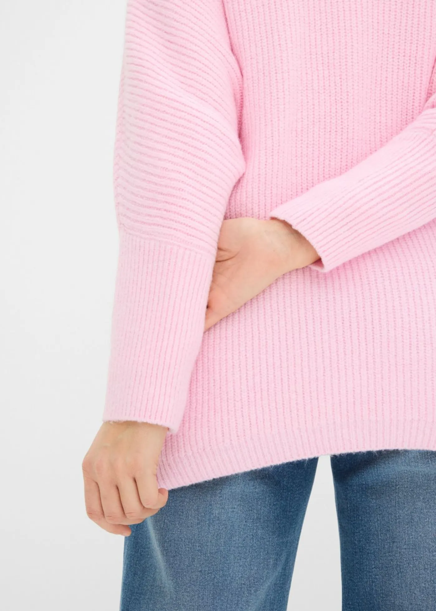 bonprix bonprix Jerséis|Ropa De Punto>Jersey holgado con cuello tipo polo rosa cristal