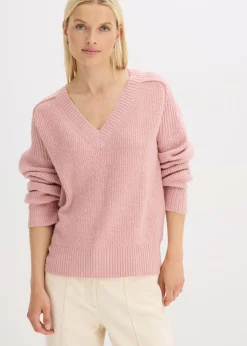 bonprix bonprix Jerséis|Ropa De Punto>Jersey holgado con escote en V Rosa ceniza