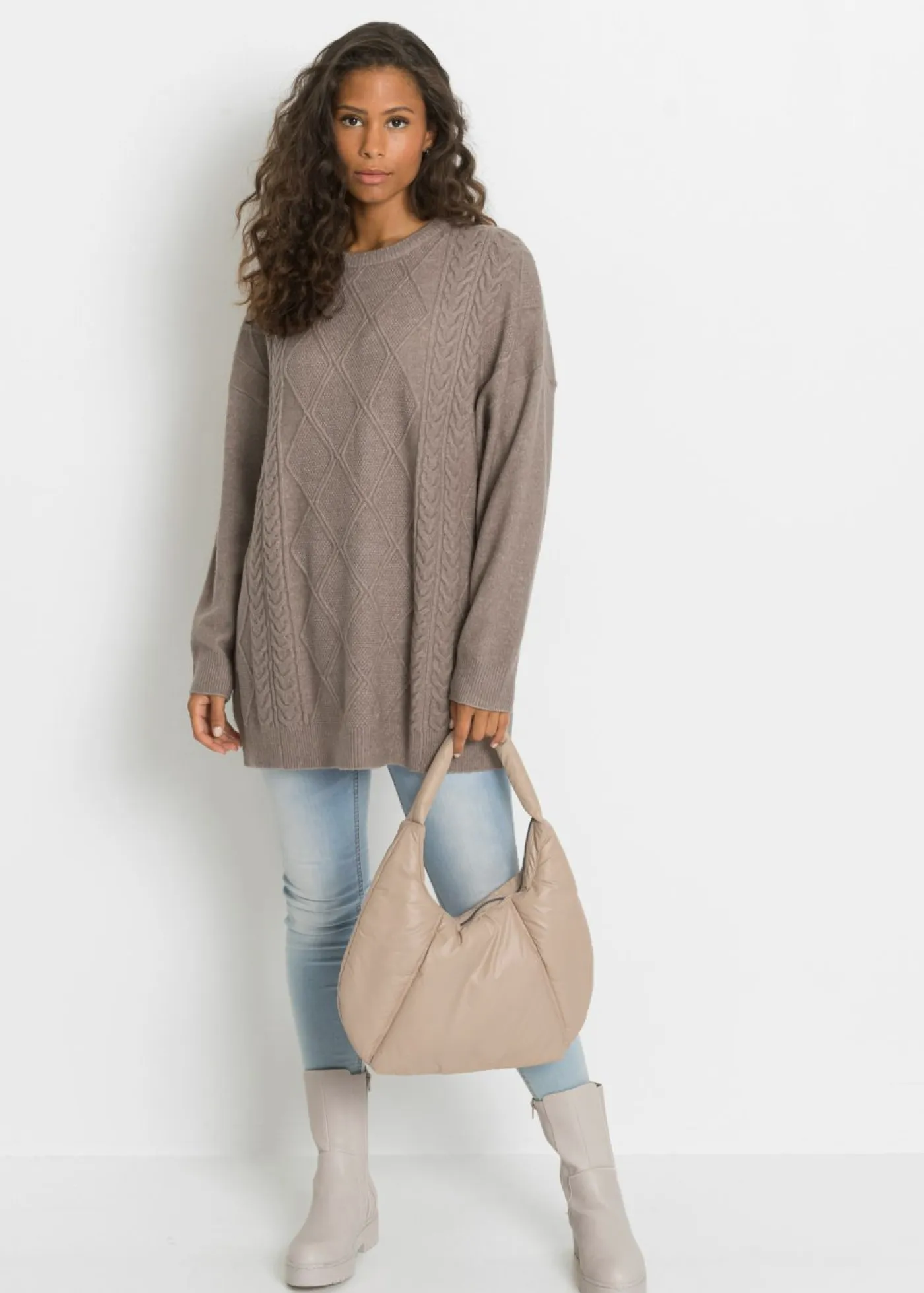 Mujer bonprix bonprix Jersey holgado con patrón trenzado