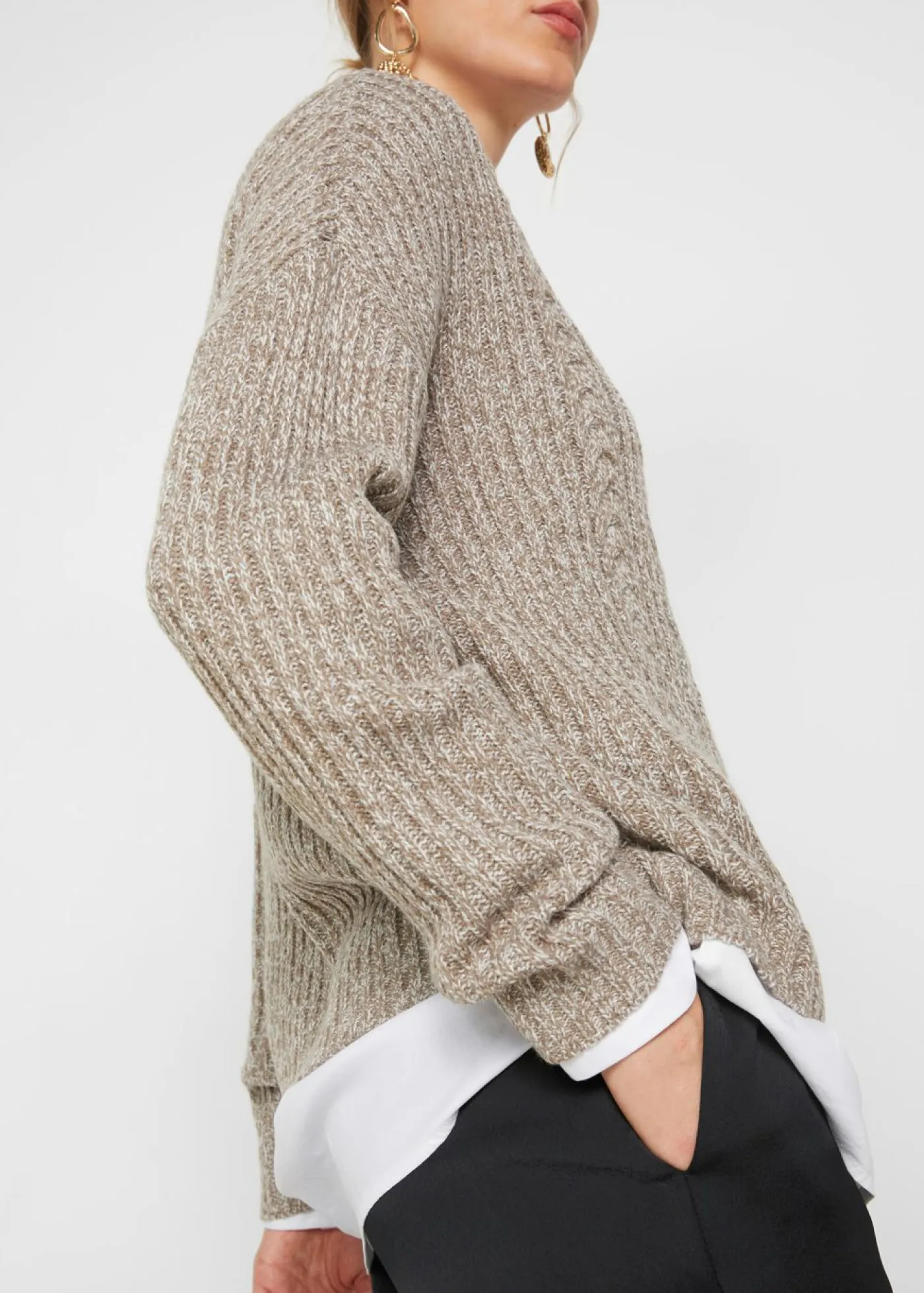 Mujer bonprix bonprix Jersey holgado con patrón trenzado