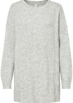 bonprix bonprix Jerséis|Ropa De Punto>Jersey holgado con patrón trenzado Gris claro jaspeado