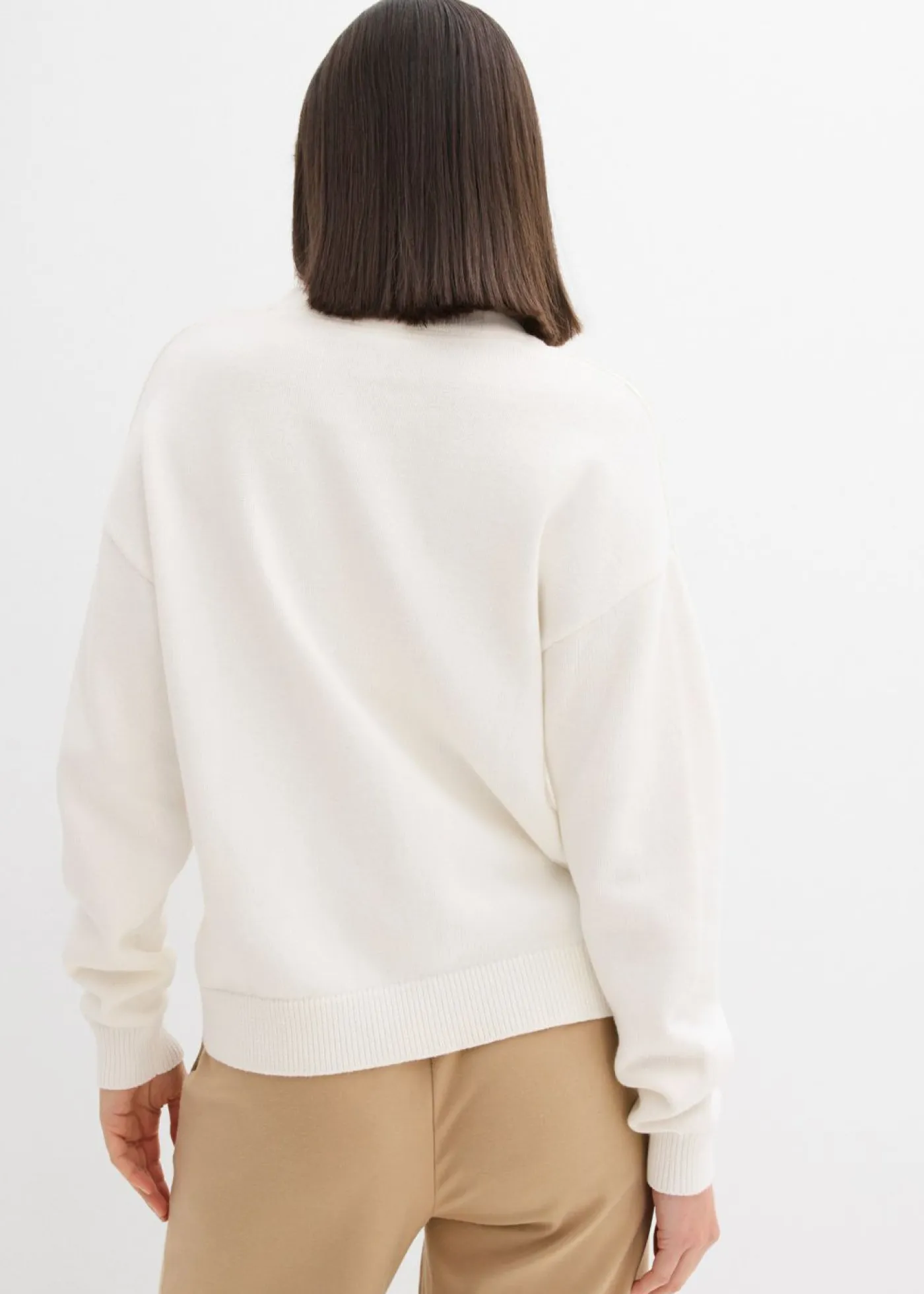 bonprix bonprix Básicos|Jerséis>Jersey holgado de algodón puro Blanco lana