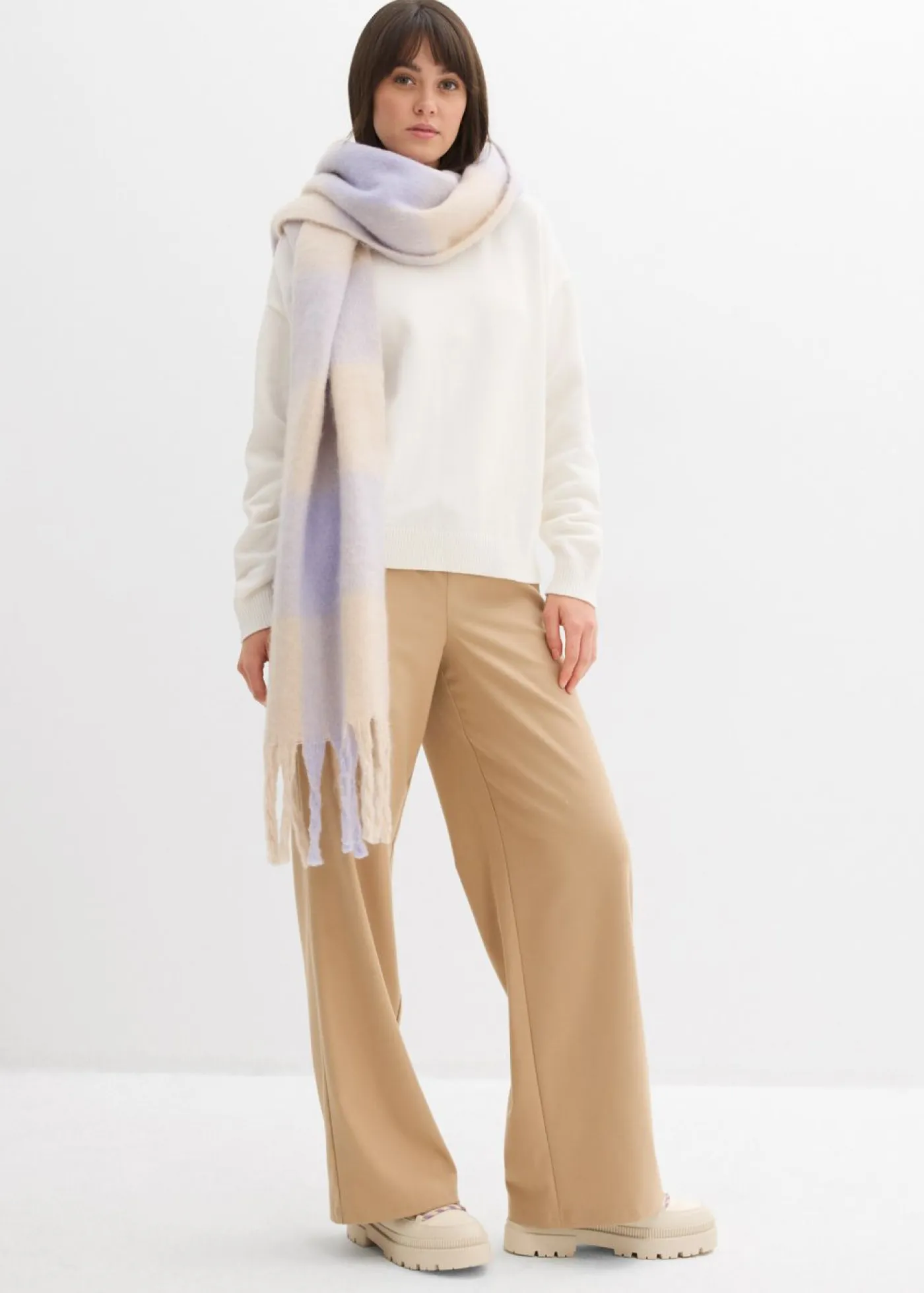 bonprix bonprix Básicos|Jerséis>Jersey holgado de algodón puro Blanco lana