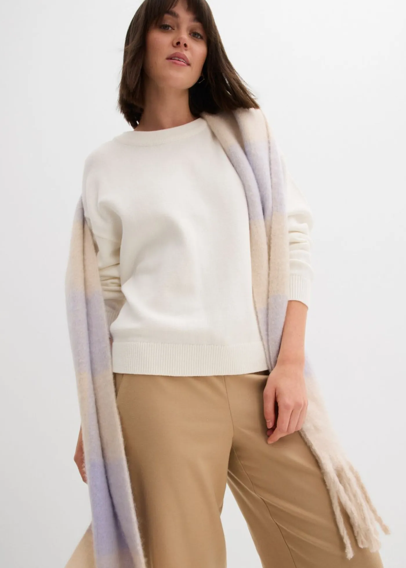 bonprix bonprix Básicos|Jerséis>Jersey holgado de algodón puro Blanco lana