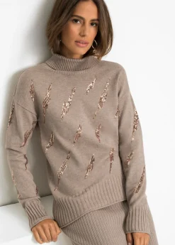 bonprix bonprix Jerséis|Ropa De Punto>Jersey holgado de mezcla de viscosa suave Marrón claro jaspeado