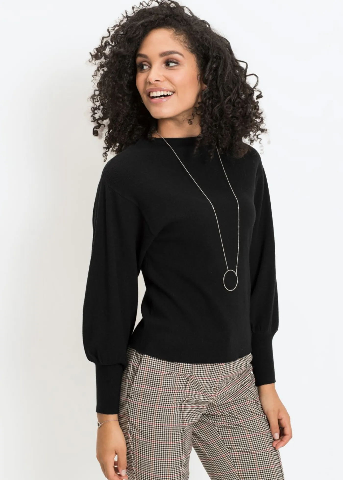 bonprix BODYFLIRT Jerséis|Ropa De Punto>Jersey holgado de mezcla de viscosa Negro