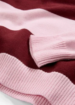 bonprix bonprix Jerséis|Ropa De Punto>Jersey holgado de mezcla de viscosa suave rosa cristal-rojo rubí con rayas