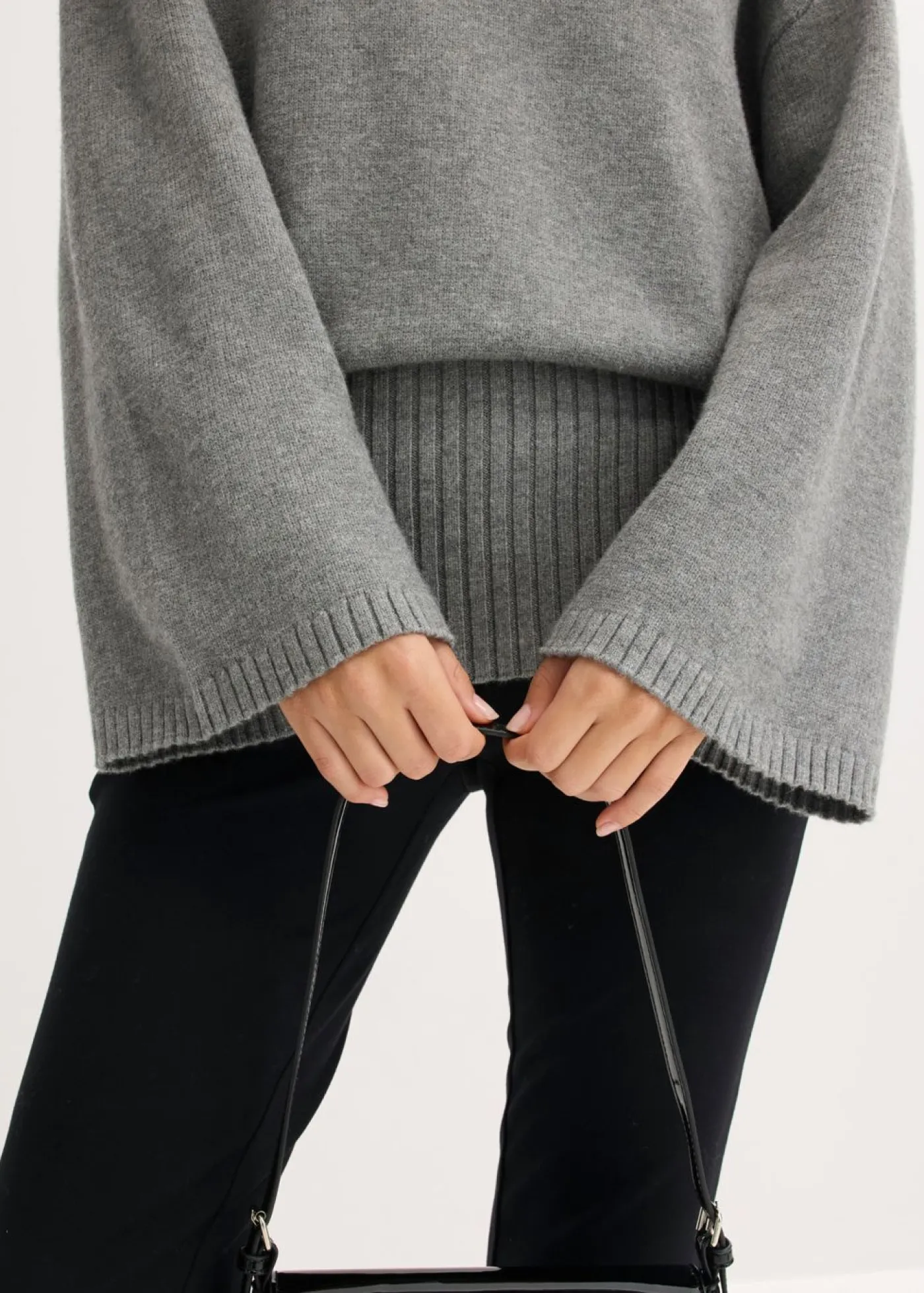 bonprix bonprix Esenciales|Jerséis>Jersey holgado de mezcla de viscosa suave Gris jaspeado