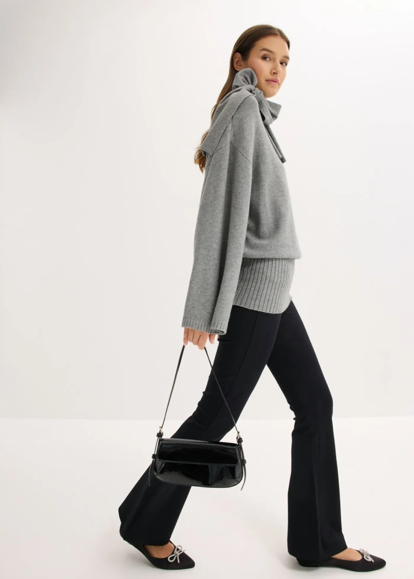 bonprix bonprix Esenciales|Jerséis>Jersey holgado de mezcla de viscosa suave Gris jaspeado