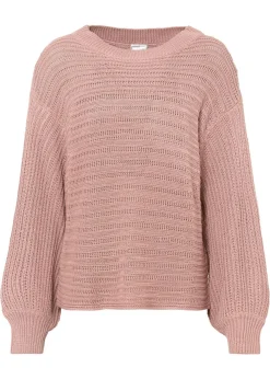 bonprix bonprix Jerséis|Ropa De Punto>Jersey holgado de punto troquelado Rosa vintage