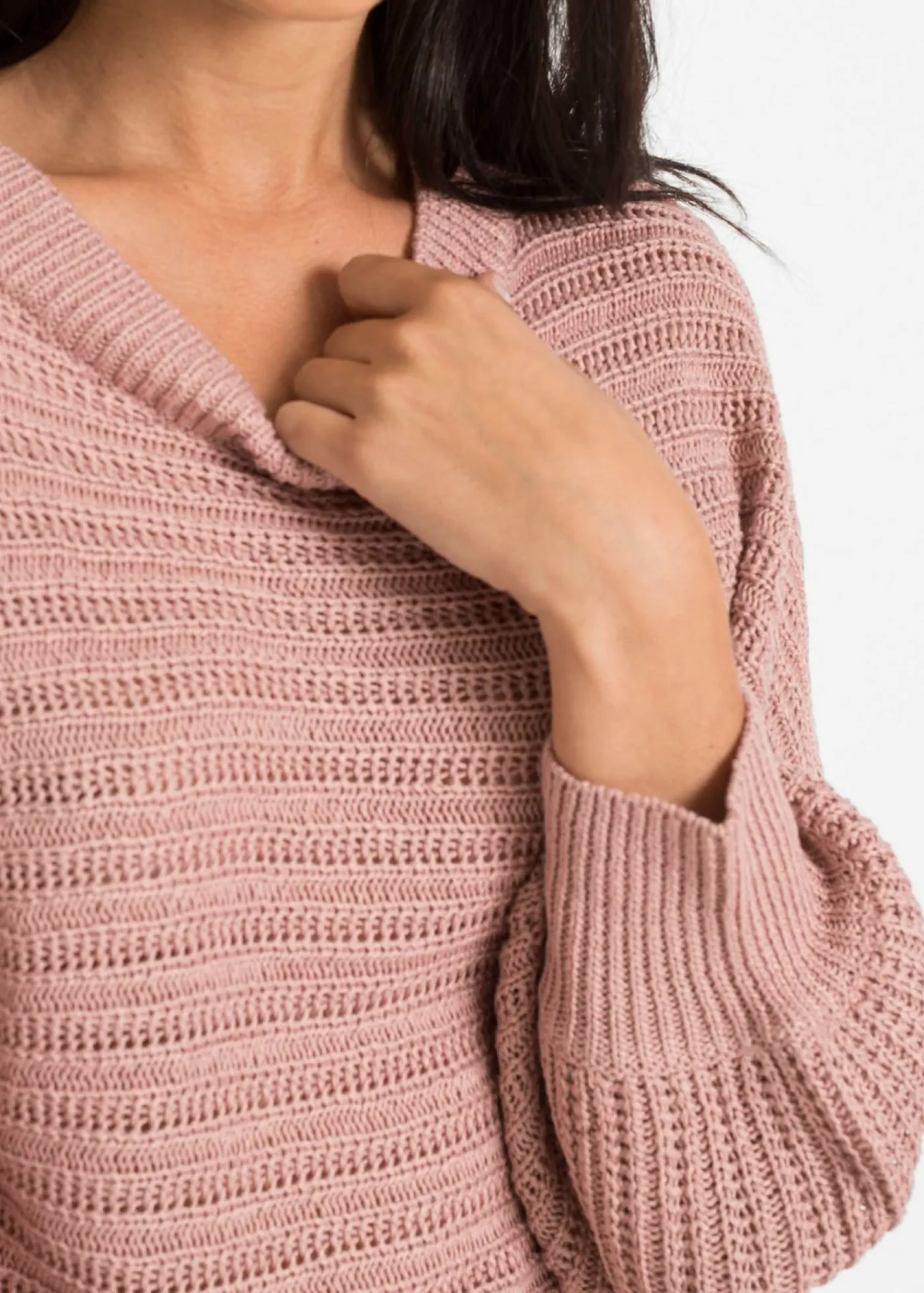 bonprix bonprix Jerséis|Ropa De Punto>Jersey holgado de punto troquelado Rosa vintage