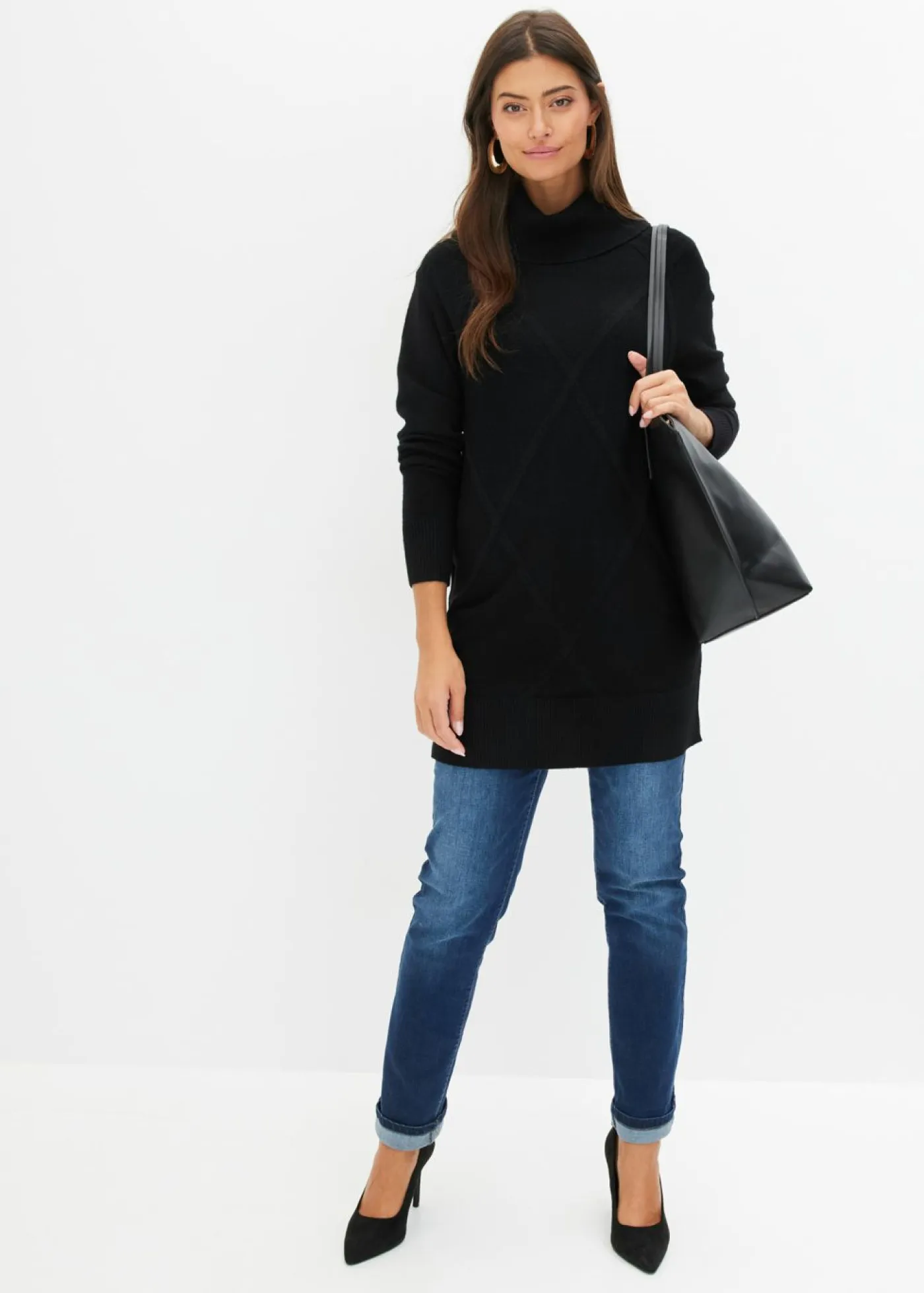 bonprix bonprix Jerséis|Ropa De Punto>Jersey largo Negro