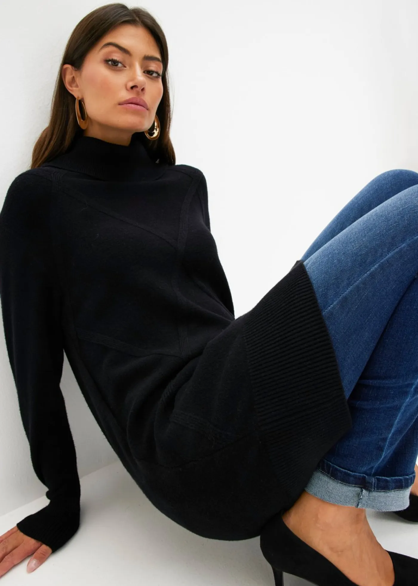 bonprix bonprix Jerséis|Ropa De Punto>Jersey largo Negro