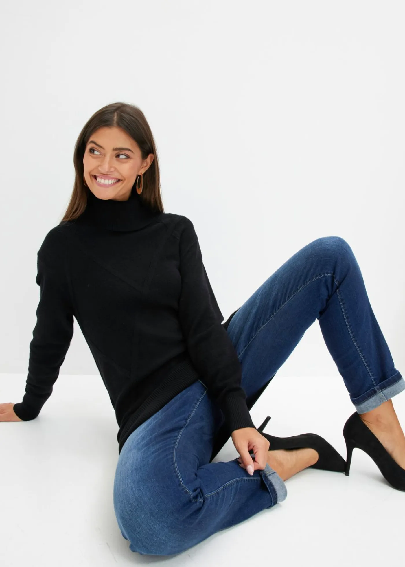 bonprix bonprix Jerséis|Ropa De Punto>Jersey largo Negro