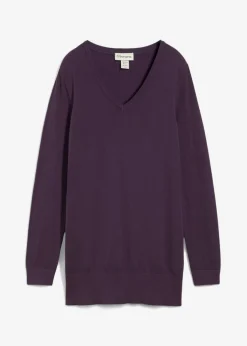 Mujer bonprix bonprix Jersey largo básico, de punto fino, con escote en V