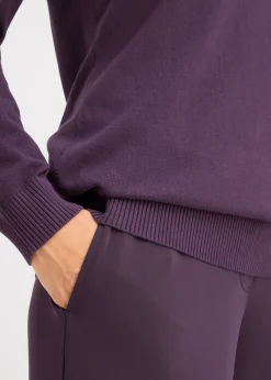 Mujer bonprix bonprix Jersey largo básico, de punto fino, con escote en V