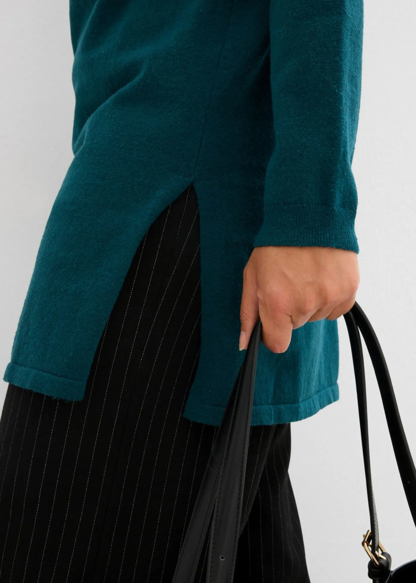 bonprix bonprix Básicos|Jerséis>Jersey largo con algodón reciclado Verde