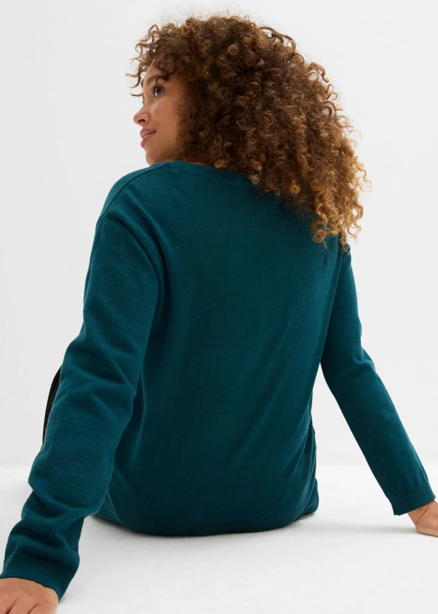 bonprix bonprix Básicos|Jerséis>Jersey largo con algodón reciclado Verde