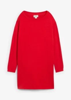 bonprix bonprix Básicos|Jerséis>Jersey largo con algodón reciclado Rojo