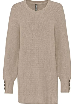 bonprix bonprix Jerséis|Ropa De Punto>Jersey largo con botones Beige