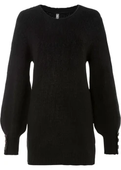 bonprix bonprix Jerséis|Ropa De Punto>Jersey largo con botones Negro
