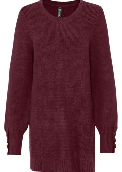 bonprix bonprix Jerséis|Ropa De Punto>Jersey largo con botones Rojo azalea