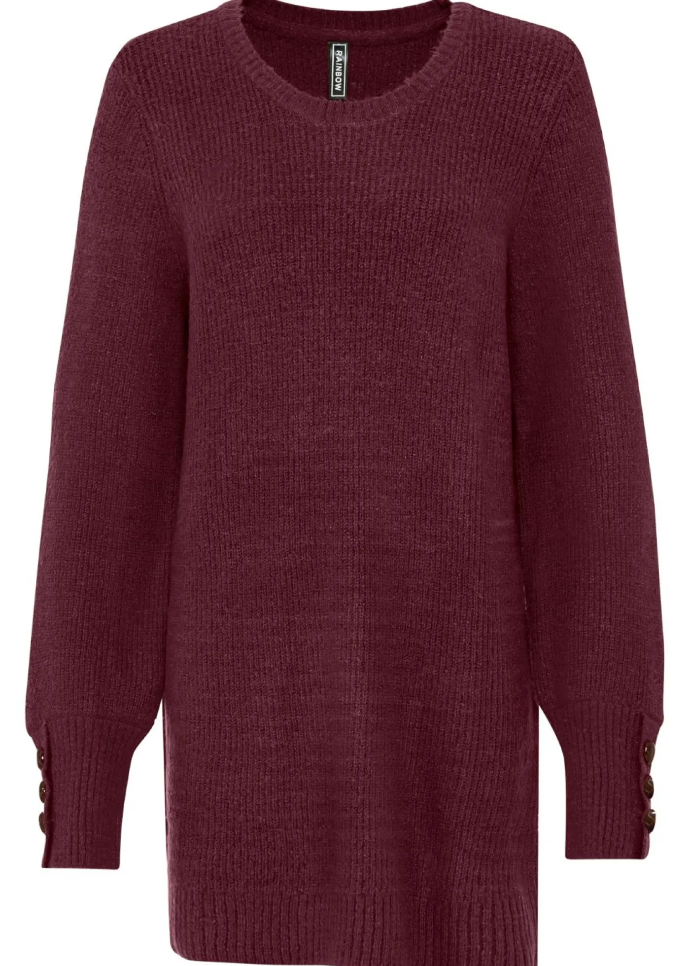 bonprix bonprix Jerséis|Ropa De Punto>Jersey largo con botones Rojo azalea