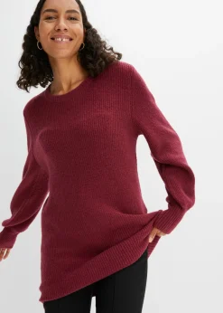 bonprix bonprix Jerséis|Ropa De Punto>Jersey largo con botones Rojo azalea