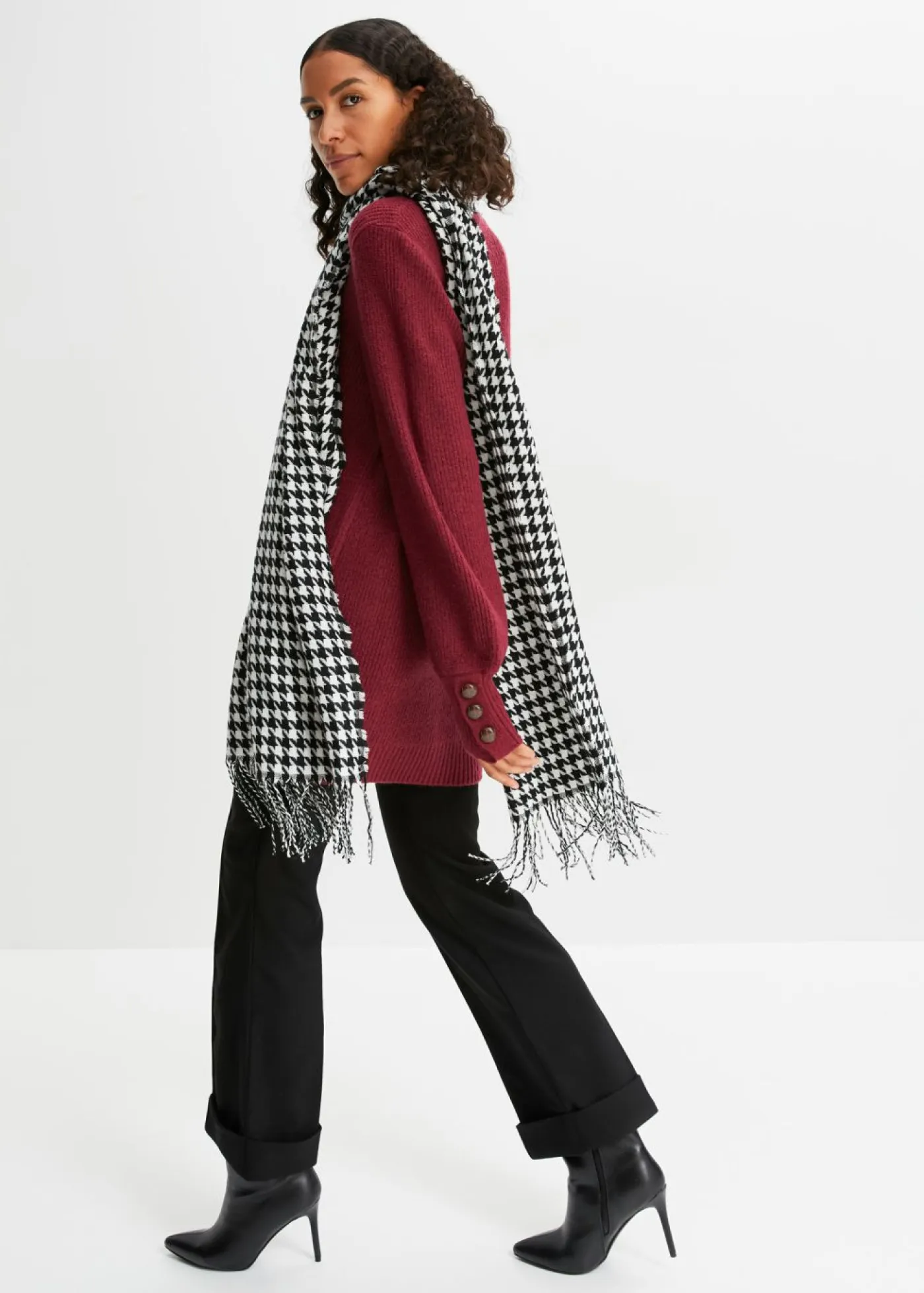 bonprix bonprix Jerséis|Ropa De Punto>Jersey largo con botones Rojo azalea